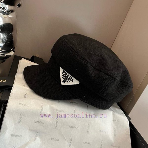 PRADA's new canvas duckbill military cap, black and white, with a head circumference of 57cmhovqvua3 - Image 5
