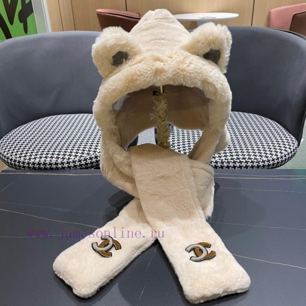 Chanel Little Bear Scarf Hat All in One Women's Winter Warm and Cute Scarf, Winter Hoodie, Ar8xncg4v - Image 4