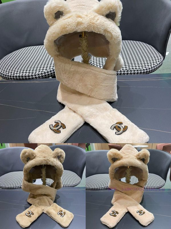 Chanel Little Bear Scarf Hat All in One Women's Winter Warm and Cute Scarf, Winter Hoodie, Ar8xncg4v - Image 6