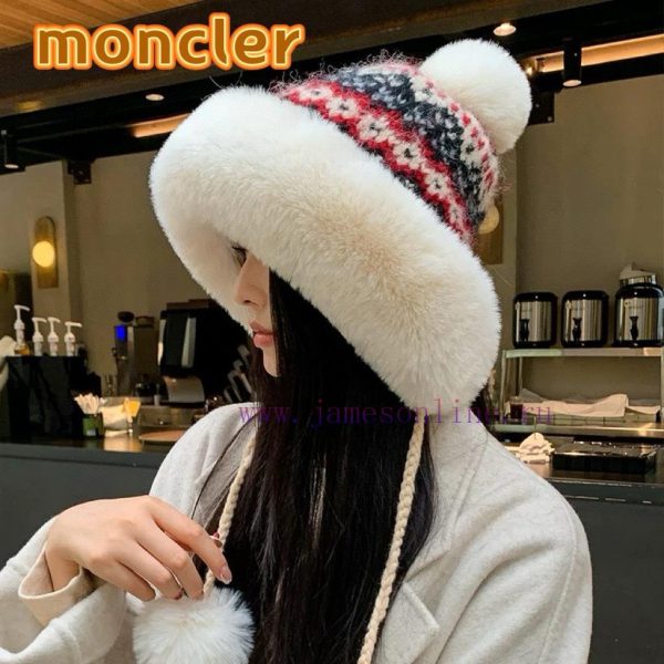 ?Moncler Mengkou Winter Plush Warm Ear Protection Lei Feng Hat Plush Wool Ball Hoodie Fashcyg9d26r