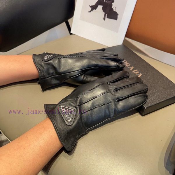 Prada sheepskin gloves, fashionable gloves, warm interior for autumn and winter, classic andlwl9lus0