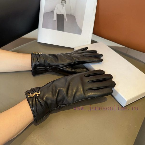 Saint Laurent Women's New Sheepskin Gloves, Fashionable Gloves, Warm in Autumn and Winter wiopgfa694
