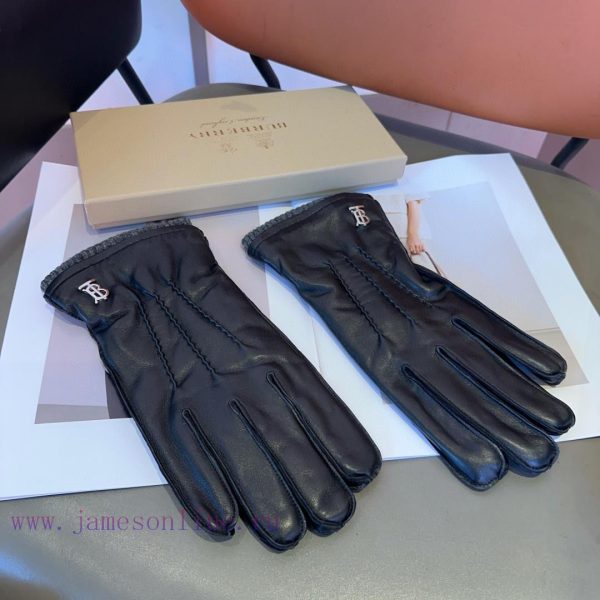 Burberry Men's New Sheepskin Gloves, Fashionable Gloves, Warm in Autumn and Winter with Velviksnviz9 - Image 5