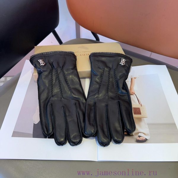Burberry Men's New Sheepskin Gloves, Fashionable Gloves, Warm in Autumn and Winter with Velviksnviz9 - Image 10