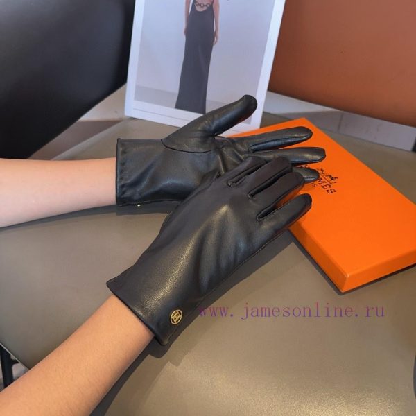 Hermes sheepskin gloves, fashionable gloves, warm interior for autumn and winter, classic antwyp4lis - Image 3