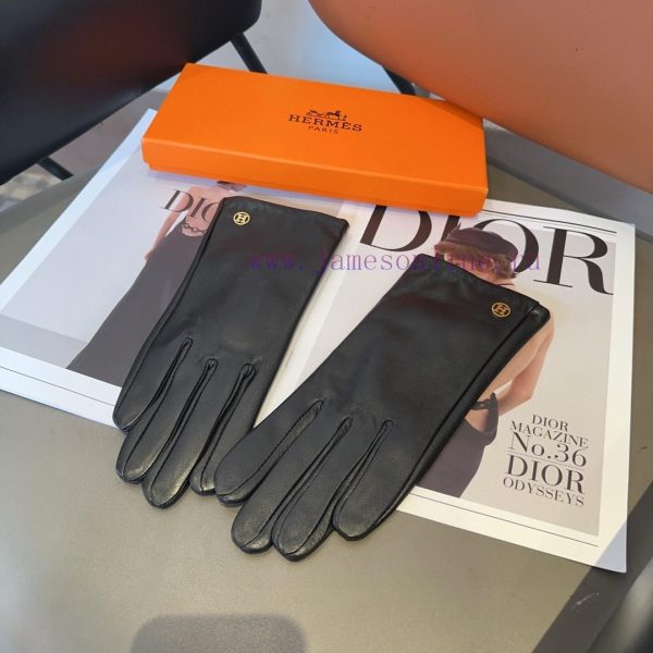 Hermes sheepskin gloves, fashionable gloves, warm interior for autumn and winter, classic antwyp4lis - Image 4