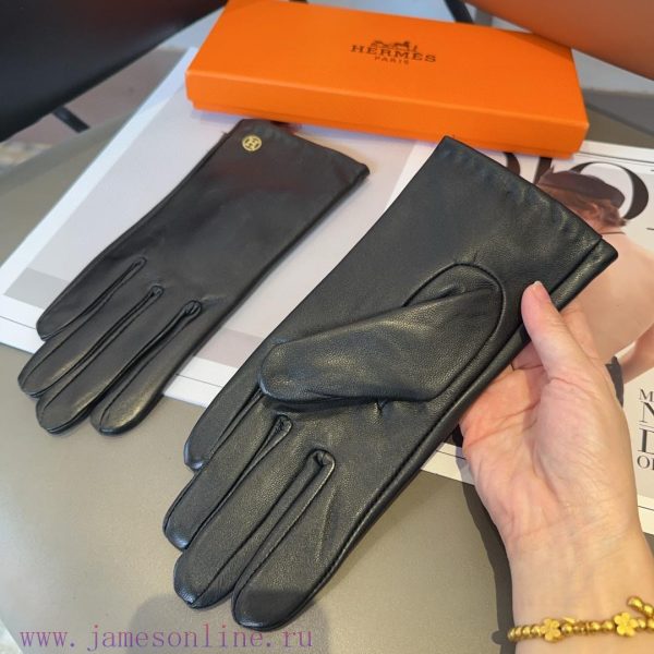 Hermes sheepskin gloves, fashionable gloves, warm interior for autumn and winter, classic antwyp4lis - Image 6