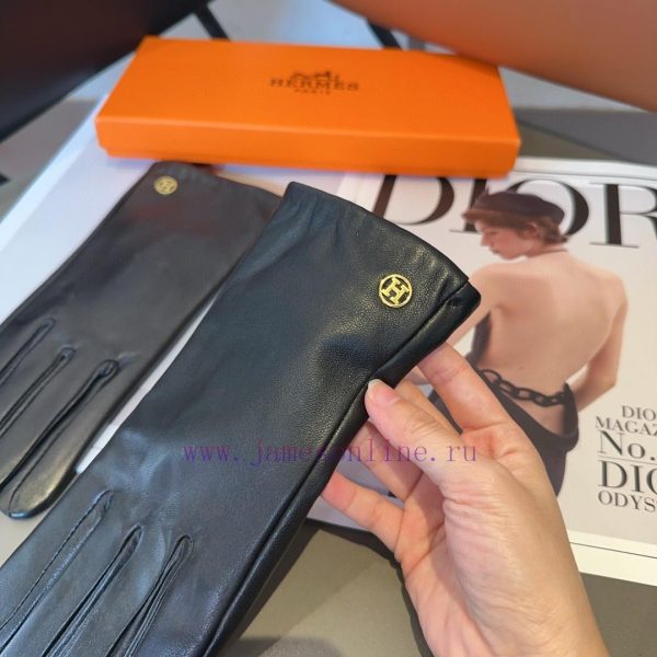 Hermes sheepskin gloves, fashionable gloves, warm interior for autumn and winter, classic antwyp4lis - Image 7