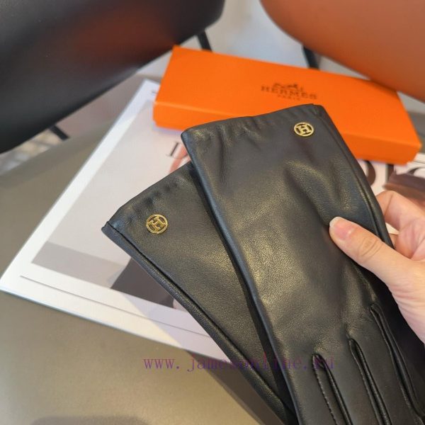Hermes sheepskin gloves, fashionable gloves, warm interior for autumn and winter, classic antwyp4lis - Image 9