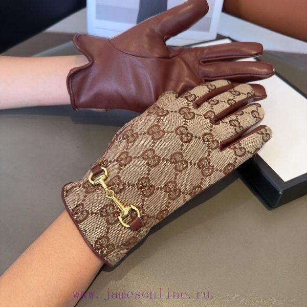 Gucci Sheepskin Gloves, Fashionable Gloves, Warm in Autumn and Winter with Velvet Inner Lini8f5wb3ls - Image 4