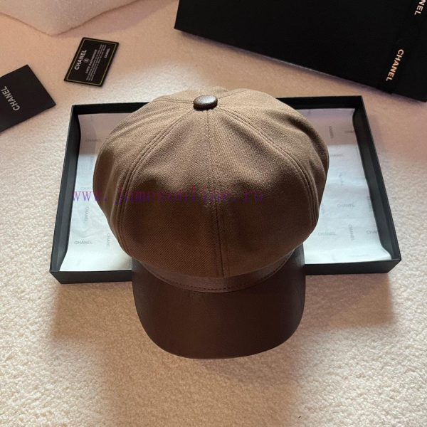 YSL Saint Laurent's new ducktongue military hat, octagonal hat, black coffee color6pd0nsqx