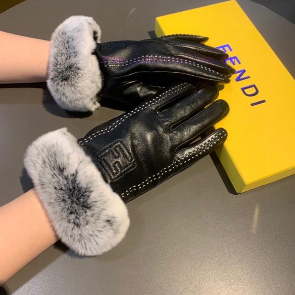 Fendi FENDI2023 Autumn/Winter Lazy Rabbit Hair Sheepskin Embroidered Gloves Phone Touch Scre46z6oh1x - Image 2