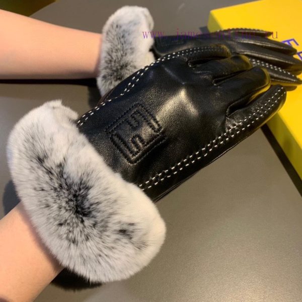 Fendi FENDI2023 Autumn/Winter Lazy Rabbit Hair Sheepskin Embroidered Gloves Phone Touch Scre46z6oh1x - Image 3