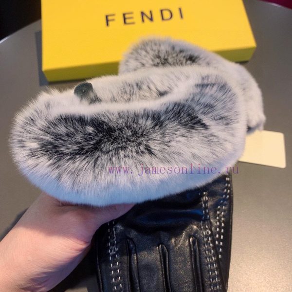 Fendi FENDI2023 Autumn/Winter Lazy Rabbit Hair Sheepskin Embroidered Gloves Phone Touch Scre46z6oh1x - Image 7