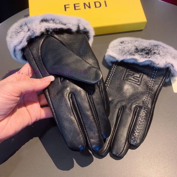 Fendi FENDI2023 Autumn/Winter Lazy Rabbit Hair Sheepskin Embroidered Gloves Phone Touch Scre46z6oh1x - Image 8