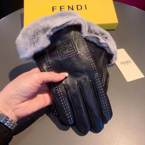 Fendi FENDI2023 Autumn/Winter Lazy Rabbit Hair Sheepskin Embroidered Gloves Phone Touch Scre46z6oh1x - Image 9