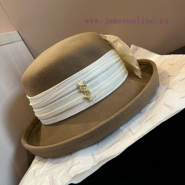 YSL Saint Laurent's new wool top hat for autumn and winter 24, imported linen accessories, 1wn4vp5b1