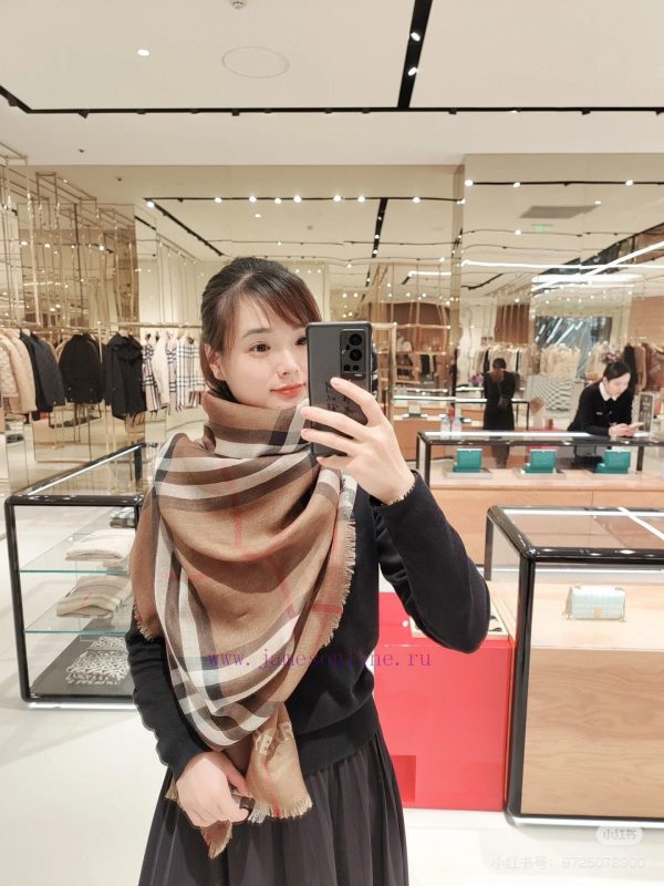 BBR double-sided dual-purpose plaid silk wool blended scarf productSilk wool blend scarf, li5vgl5zjk - Image 3