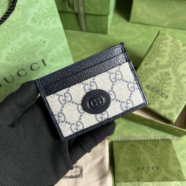 Gucci This simple and slender card bag is made of blue GG Supreme canvas material, decorated a9u4a1kl