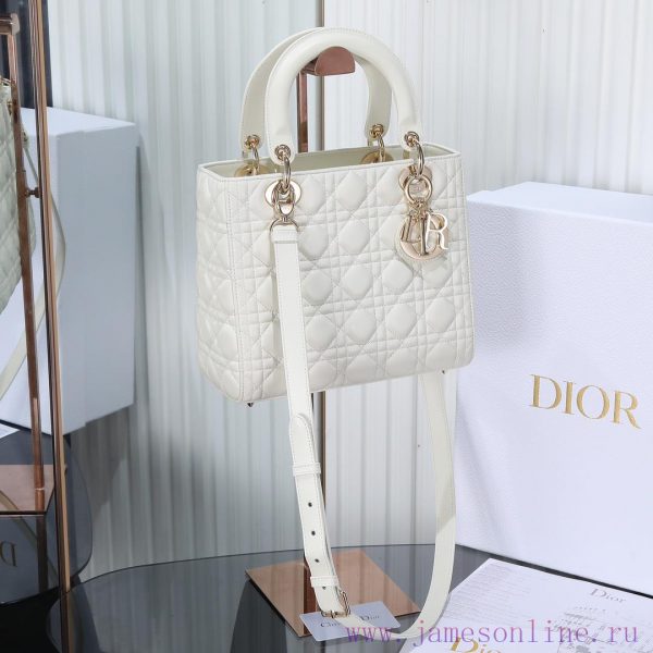 Dior Diana Original Factory Grade Five Grid White Sheepskin/Gold BuckleSheep tendon velvet l bhij8dzi