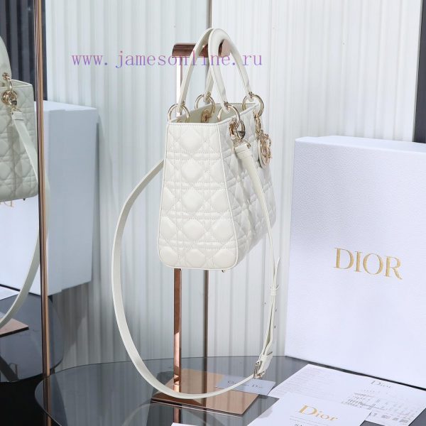 Dior Diana Original Factory Grade Five Grid White Sheepskin/Gold BuckleSheep tendon velvet l bhij8dzi - Image 3