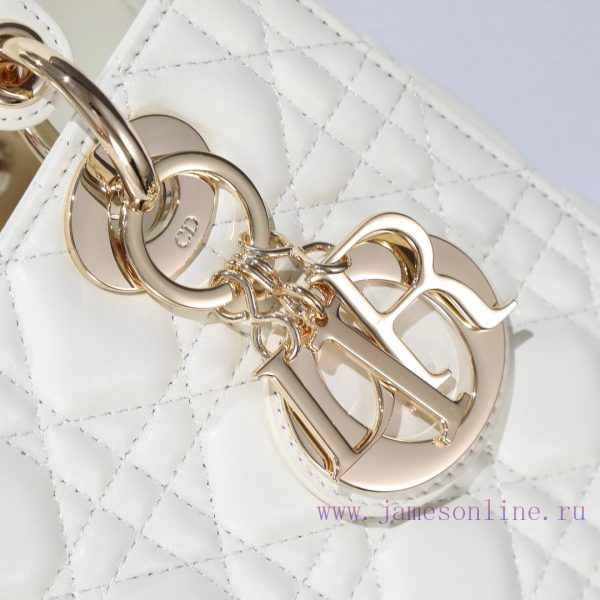 Dior Diana Original Factory Grade Five Grid White Sheepskin/Gold BuckleSheep tendon velvet l bhij8dzi - Image 5