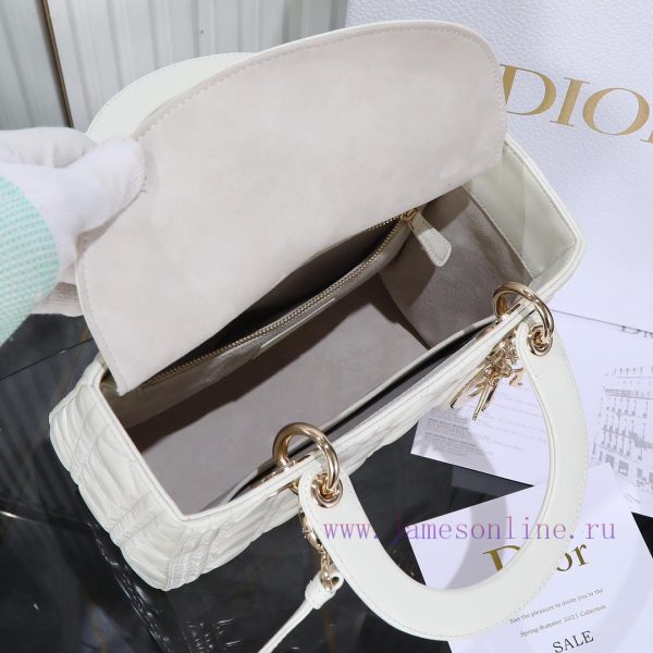 Dior Diana Original Factory Grade Five Grid White Sheepskin/Gold BuckleSheep tendon velvet l bhij8dzi - Image 6