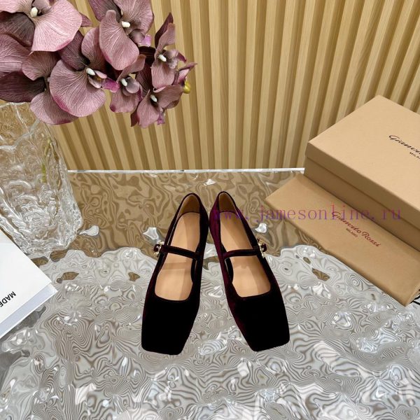 Gianvit Ross 2024 Early Spring Synchronized New Mary Jane Velvet Single Shoe is a delicate yhnfmuyac - Image 3