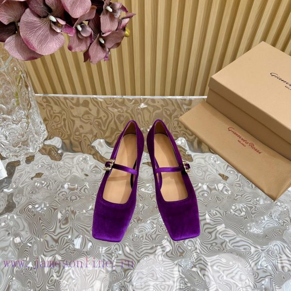 Gianvit Ross 2024 Early Spring Synchronized New Mary Jane Velvet Single Shoe is a delicate ywpoebaxg - Image 3
