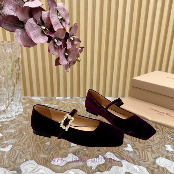 Gianvit Ross 2024 Early Spring Synchronized New Mary Jane Velvet Single Shoe is a delicate yhnfmuyac - Image 7