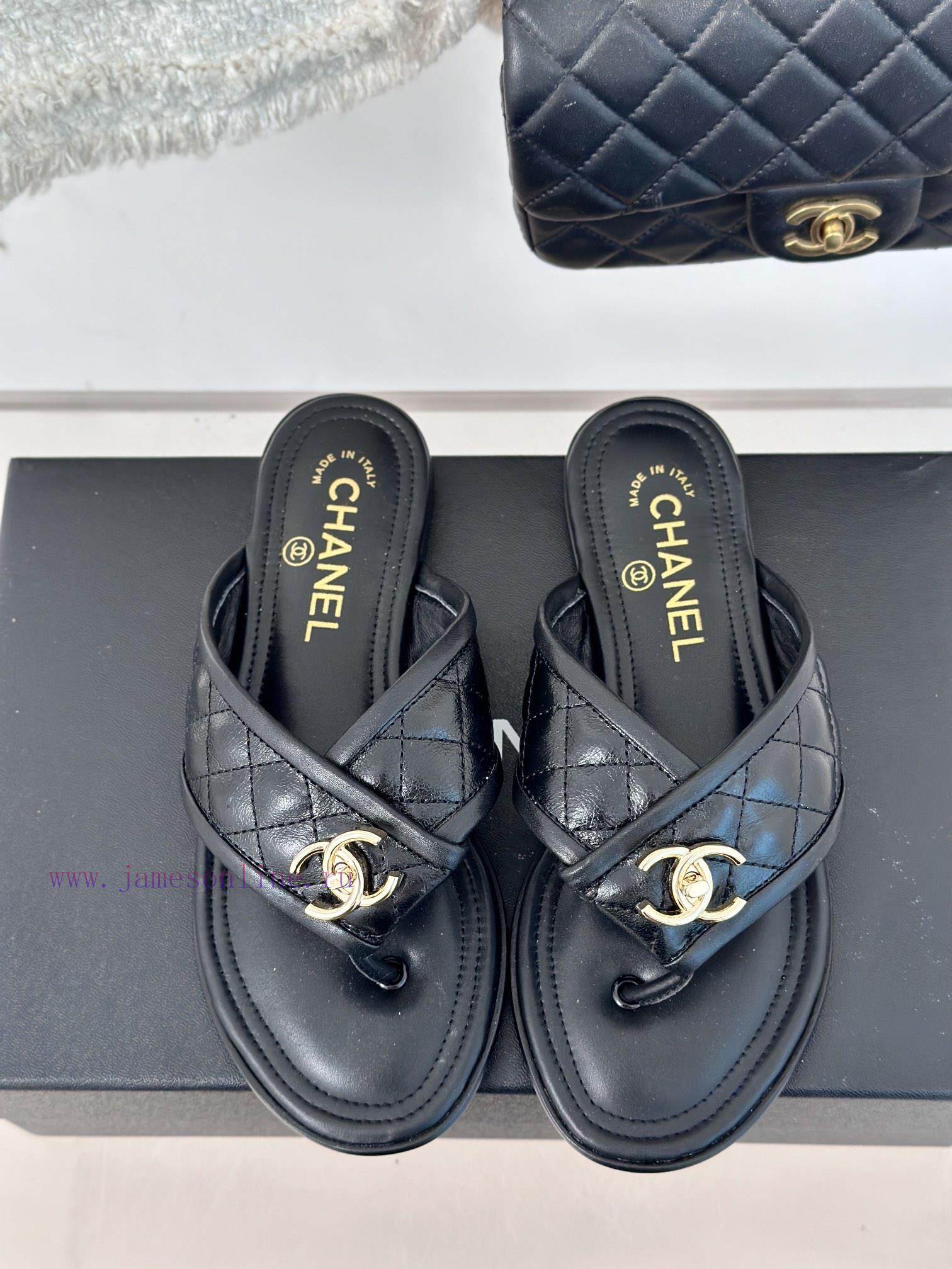 Chanel | 24P Spring/Summer New ProductsDouble C diamond grid clip on flip flopsSummer flip fkom9ck04 - Image 5