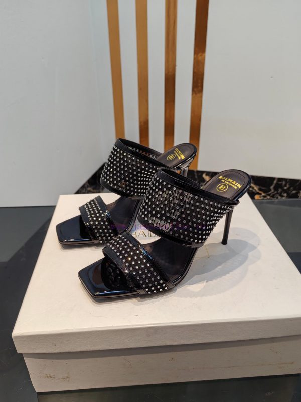 Balmain 2024 Spring/Summer Fashion Mesh Diamond High Heels SlippersBrand Balmain ??????? by zicg2wir - Image 4