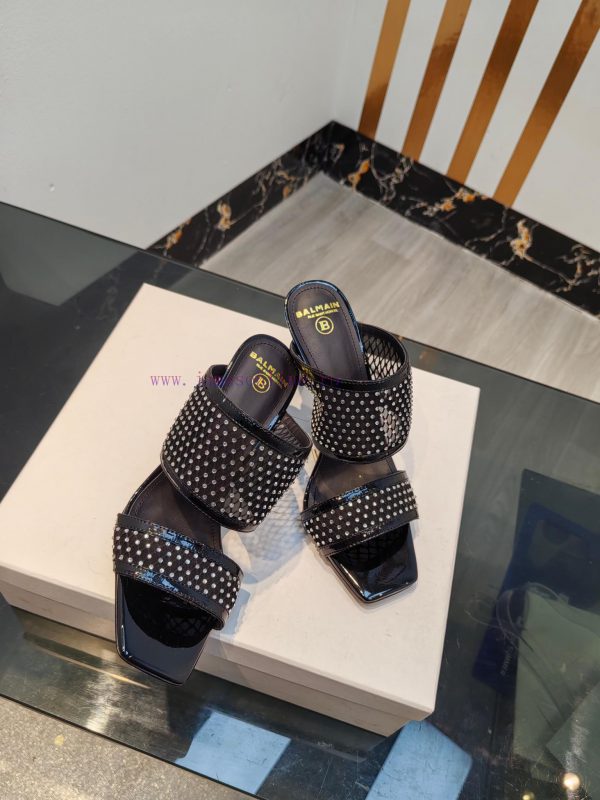 Balmain 2024 Spring/Summer Fashion Mesh Diamond High Heels SlippersBrand Balmain ??????? by zicg2wir - Image 9