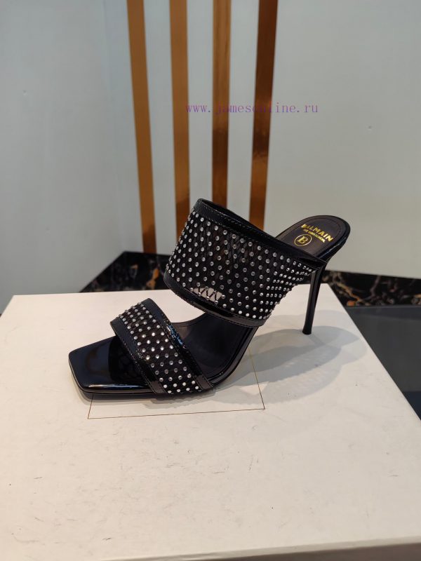 Balmain 2024 Spring/Summer Fashion Mesh Diamond High Heels SlippersBrand Balmain ??????? by zicg2wir - Image 10