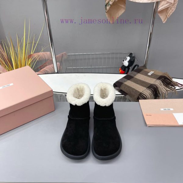 MiuMiu 2024 Autumn/Winter Fashion Style Strapped Wool Short Boots Snow Boots Fury ShoesFrequi3720z8i