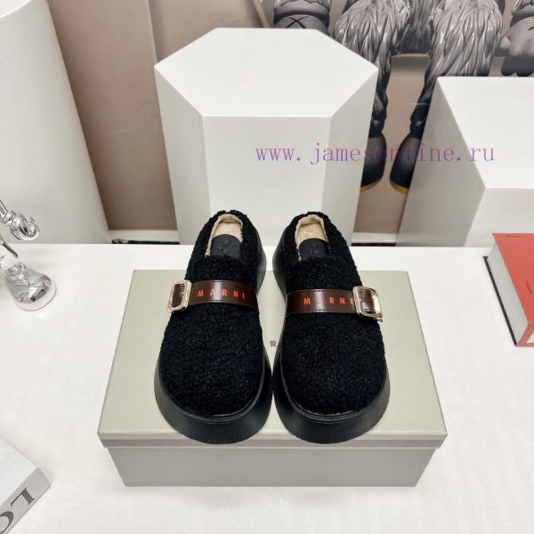 Top tierMARNI 2023 Autumn/Winter New CollectionCasual hairy single shoesCute and Warm Baby Sb5kwv7y8