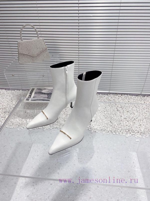 Alexander Wang/Alexander Wang 23S Autumn/WinterNew metal letter high-heeled pointed side zipwoxi2z6u