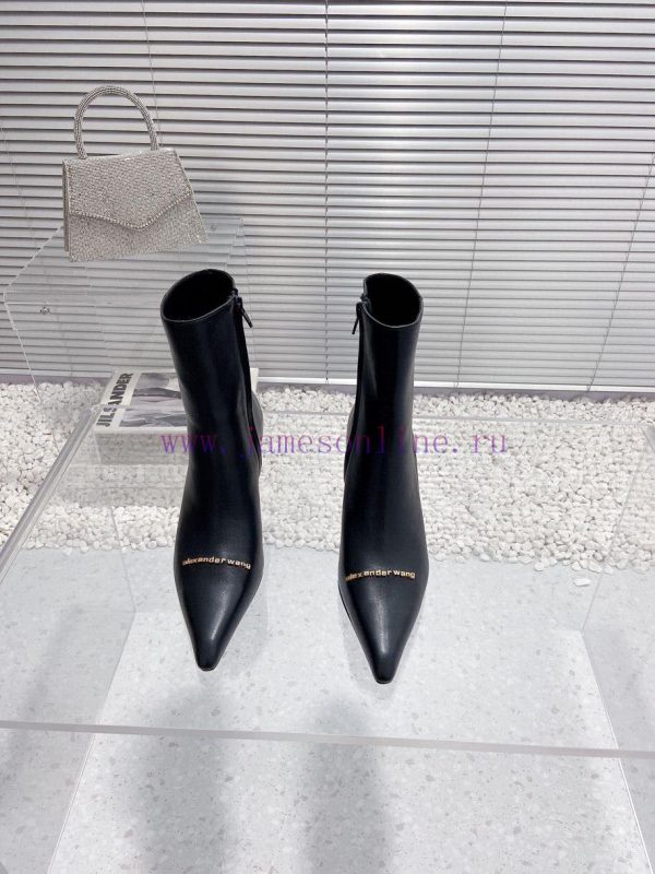 Alexander Wang/Alexander Wang 23S Autumn/WinterNew metal letter high-heeled pointed side zip9unm8qyk