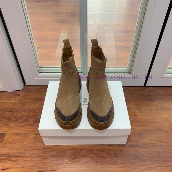 BRUNELL * CUCINELL * One foot short boot material upper made of cow suede sheepskin lining, waja8yox