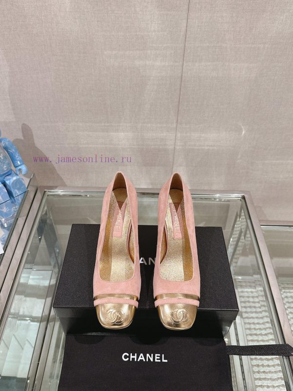 -24Ss early spring new Chanel color blocked square toe coarse matching shoesI really don't hkdjyoazw