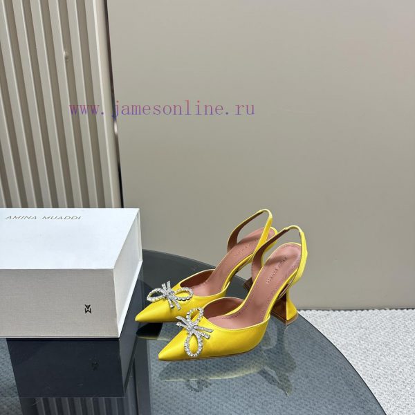 Amina Muaddi Sparkling Diamond Bow Beautiful Fashion ShoesAuthentic 11 Remastered Top Qualitbk2ucn31