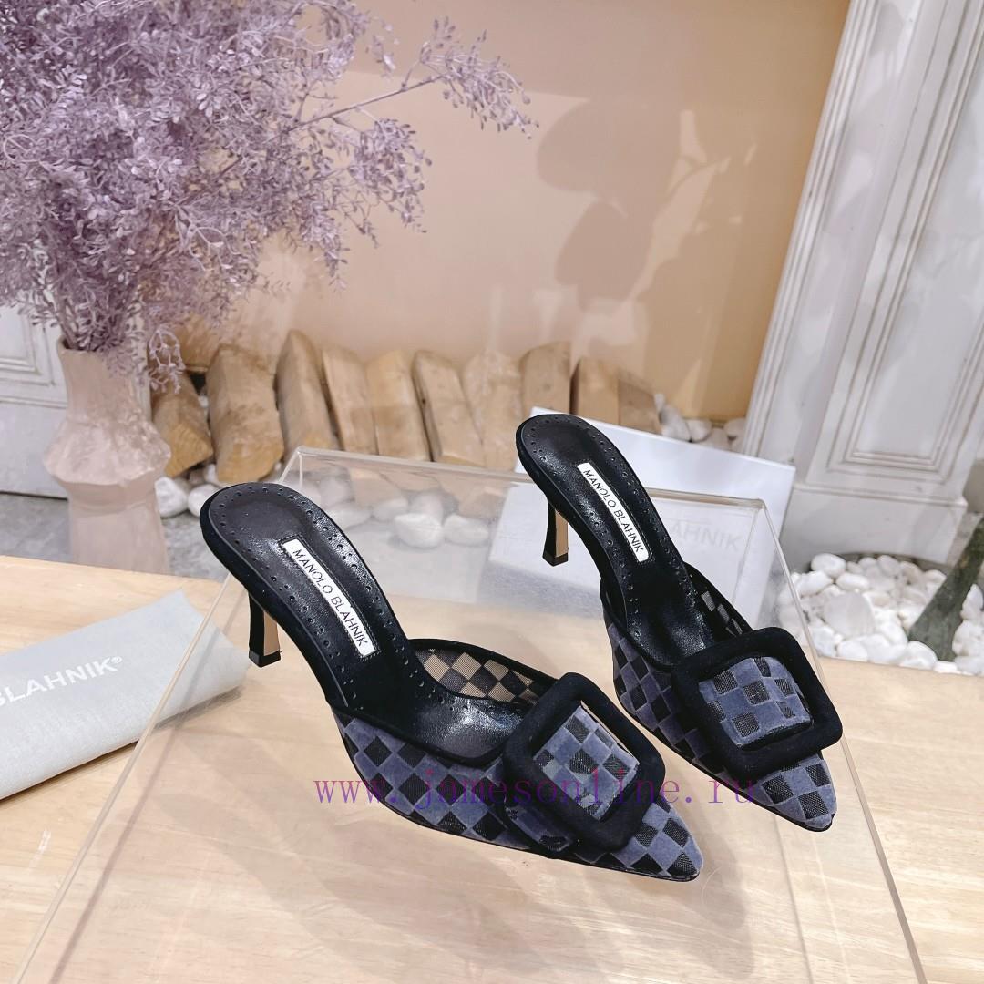 ?MANOLO BLAHNlK 2024 The new Mb fashionable women's high-heeled checkered cloth M ü ller sl67k6f9jf - Image 6