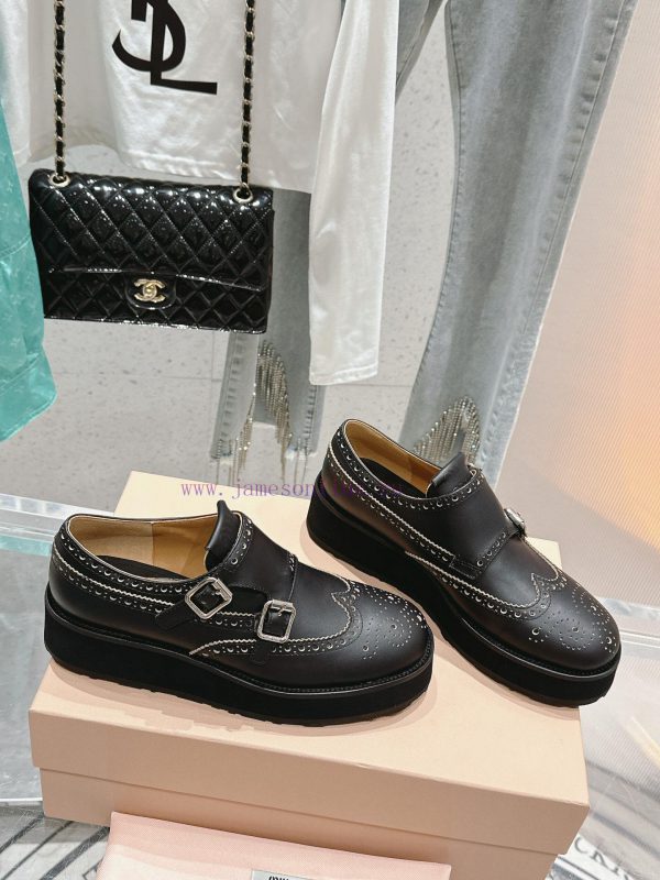 ?????? Miu Miu's new thick soled Block leather shoesSelected imported polished cowhide matertpry99ud - Image 5
