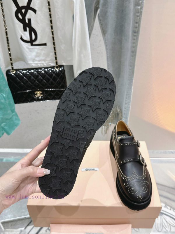 ?????? Miu Miu's new thick soled Block leather shoesSelected imported polished cowhide matertpry99ud - Image 9