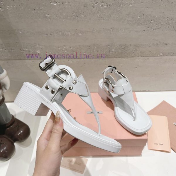 Top tierMiu Miu2024 popular thick heel sandalsThe Miu in the market is really girlish, with w7gepwpg - Image 6