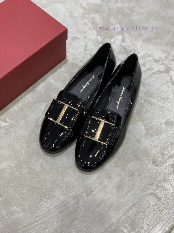 SF salvatore Ferraga * o Ferra * round toe big bow patent leather Le Fu plum blossom heel flkuwq71fg - Image 3