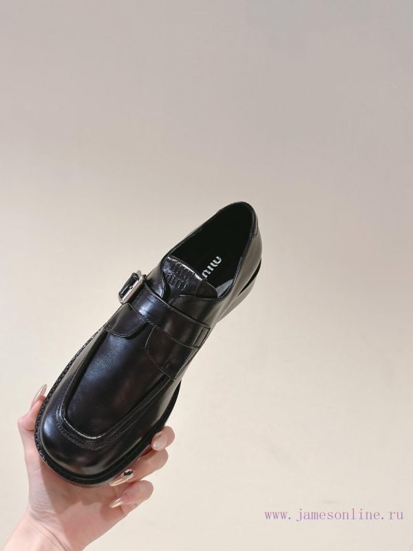 | ²⁰²4 ??  ??MIUMIU British minimalist motorcycle sandals with thick heels and round heads76014p3y - Image 10