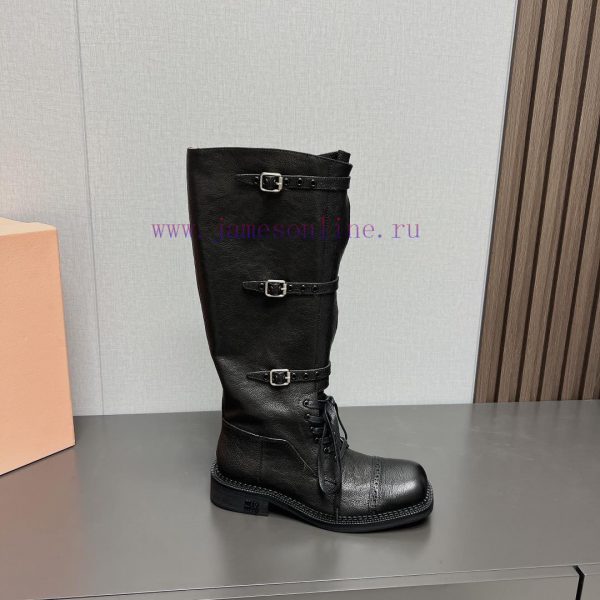 Top tierMIUMIU 2024 vs Autumn/Winter Latest Fashion Explosive CollectionSquare toe thick solzl4zchp7 - Image 6