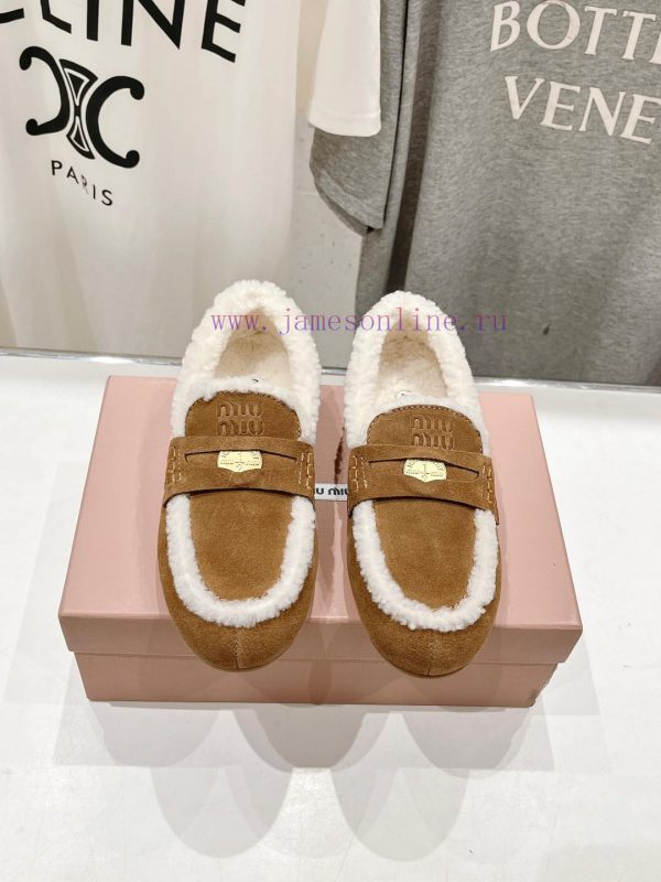 . MiuM * u/Miu * Miu 2024 Autumn/Winter Fashion Style Coin Driving Shoes with Mao Le Fu Shoe3rcj247m