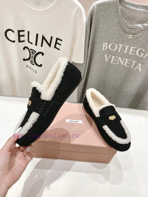 . MiuM * u/Miu * Miu 2024 Autumn/Winter Fashion Style Coin Driving Shoes with Mao Le Fu Shoeycg5b8ns - Image 5